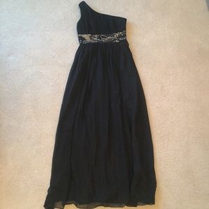 Camille La Vie Black One Shoulder Beaded Gown